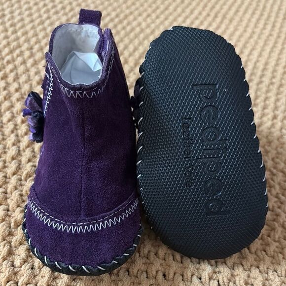 Pediped Purple Suede Ankle Boots with Flower Size 5(12mo) - Picture 6 of 6